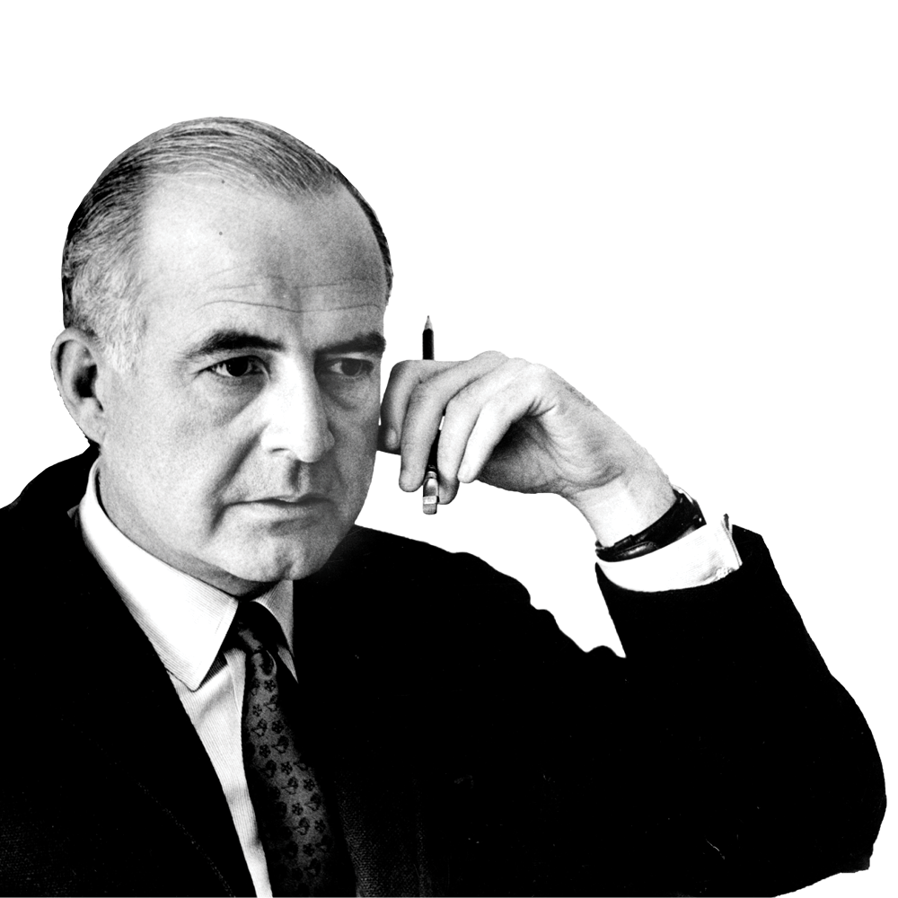 black and white photograph of composer Samuel Barber