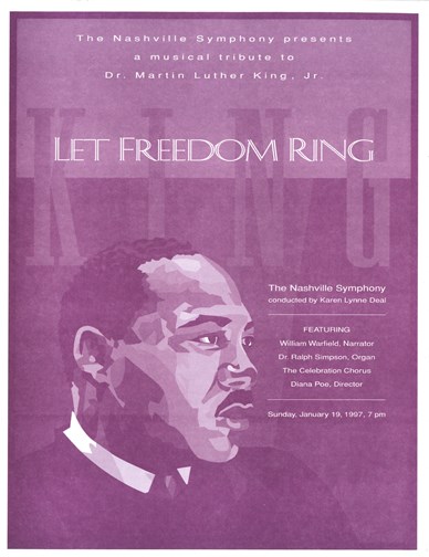 Purple Let Freedom Ring Cover page featuring an illustrated portrait of Martin Luther King Jr.