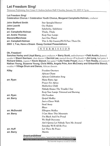 2003 LFS Program Listing
