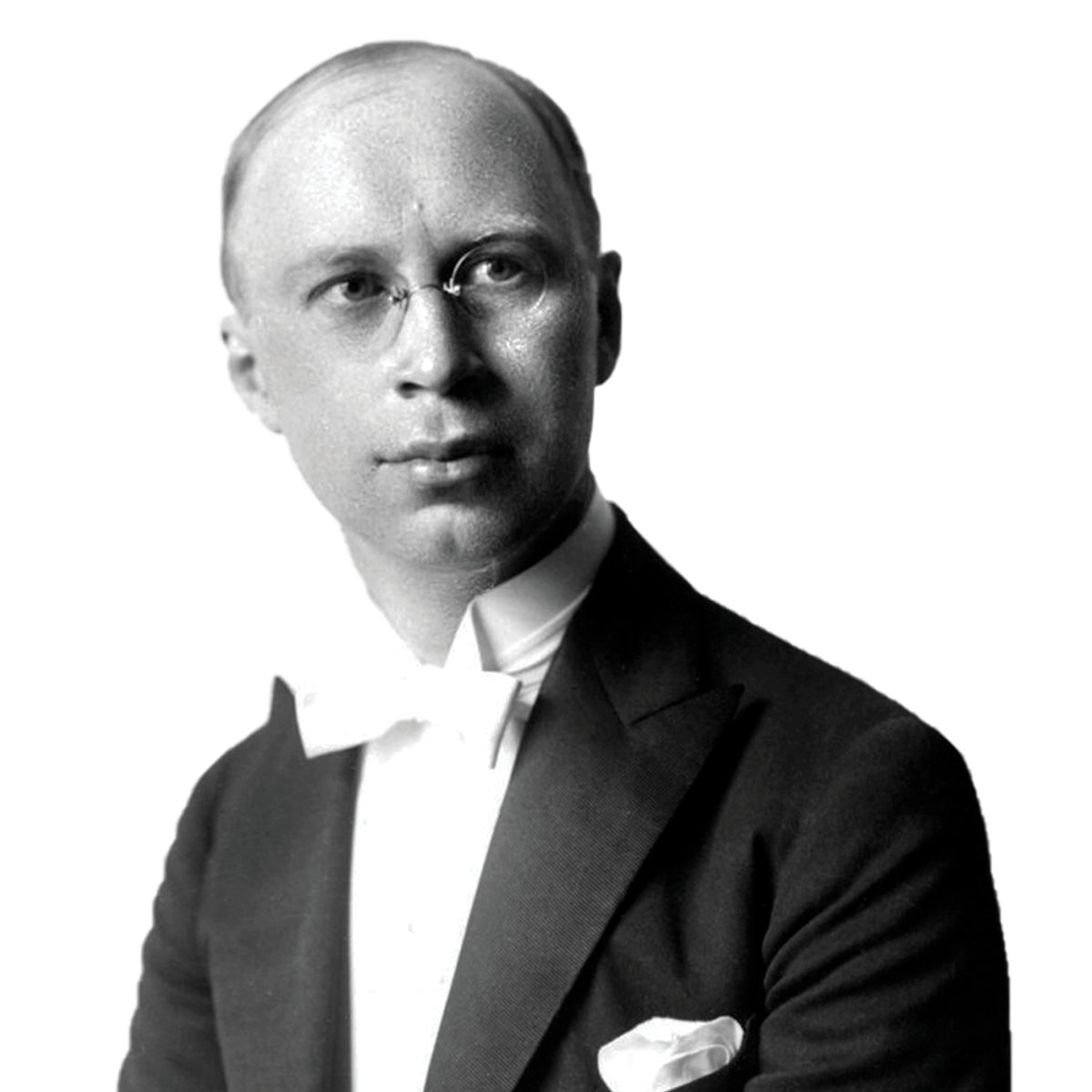 black and white photo of composer Sergei Prokofiev