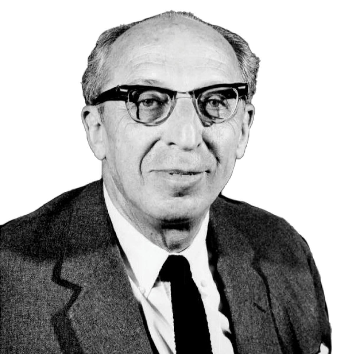 Black and white photograph of composer Aaron Copland